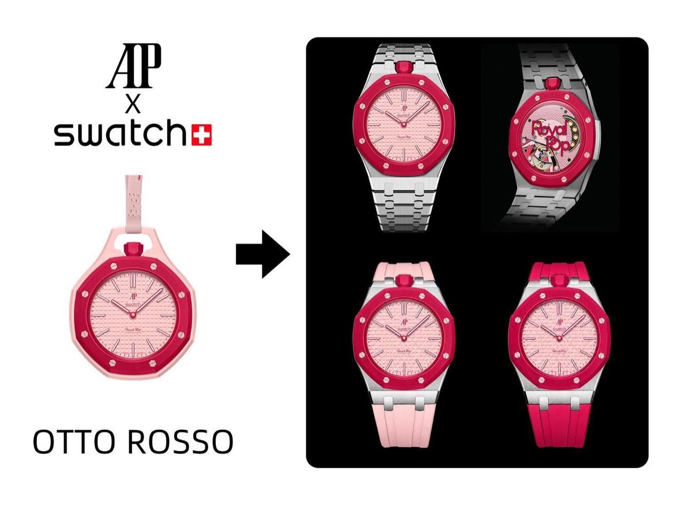 OTTO ROSSO 玫紅錶帶套件效果